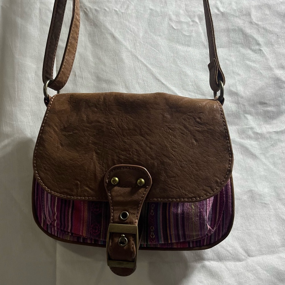 Elegant Brown and Purple Crossbody Bag